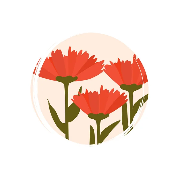 Симпатичний Логотип Або Іконка Вектор Ілюстрацією Червоних Квітів Колі Текстурою — стоковий вектор