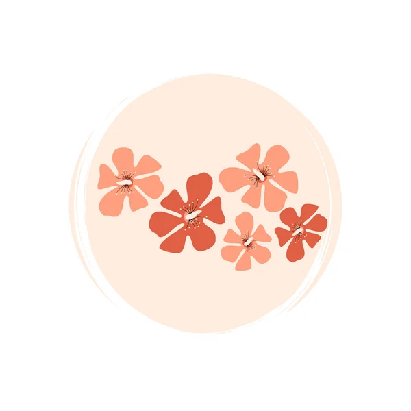 Logotipo Bonito Vetor Ícone Com Flores Vermelhas Ilustração Círculo Com —  Vetores de Stock