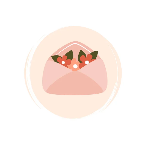Χαριτωμένο Λογότυπο Εικονίδιο Διάνυσμα Φάκελο Λουλούδια Εικονογράφηση Κύκλο Υφή Πινέλου — Διανυσματικό Αρχείο