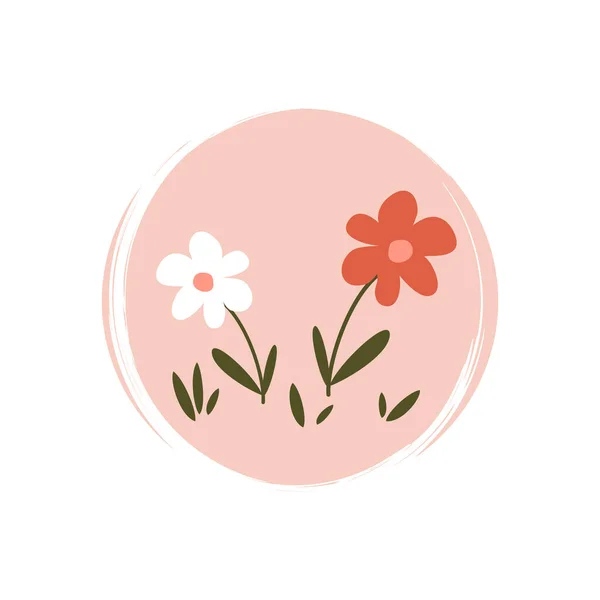 Roztomilé Logo Nebo Ikona Vektor Bílou Červenou Sedmikráska Květiny Ilustrace — Stockový vektor