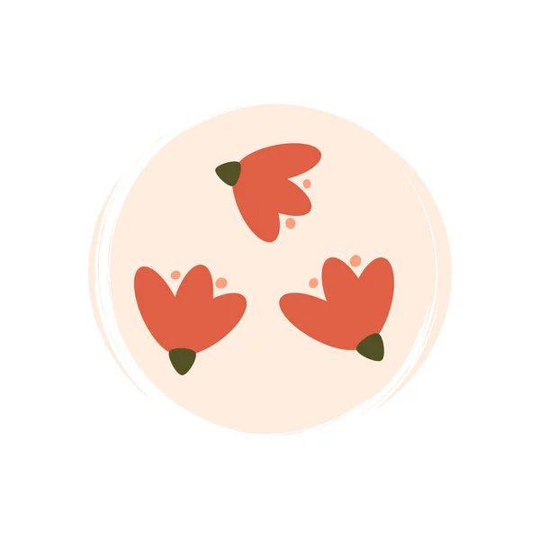 Roztomilé Logo Nebo Ikona Vektor Červeným Abstraktní Květiny Ilustrace Kruhu — Stockový vektor