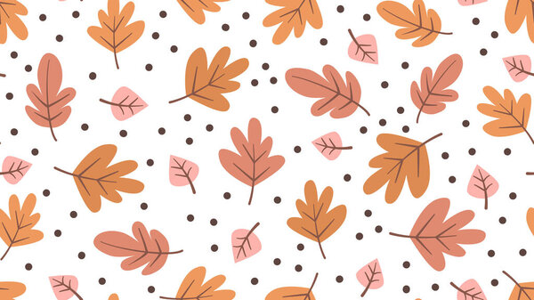 Симпатичный ручной рисунок осенью сезон бесшовных векторных рисунков фон иллюстрации с листьями
