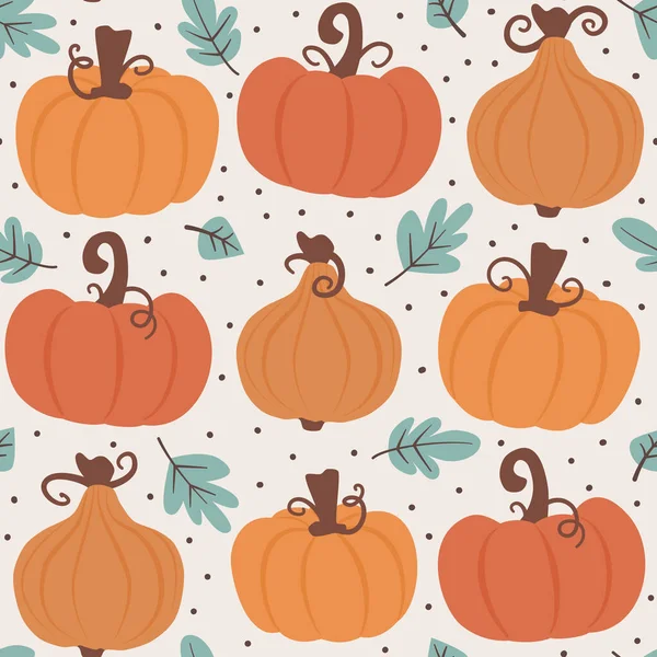 Cute Hand Drawn Autumn Fall Season Seamless Vector Pattern Background — Stock Vector