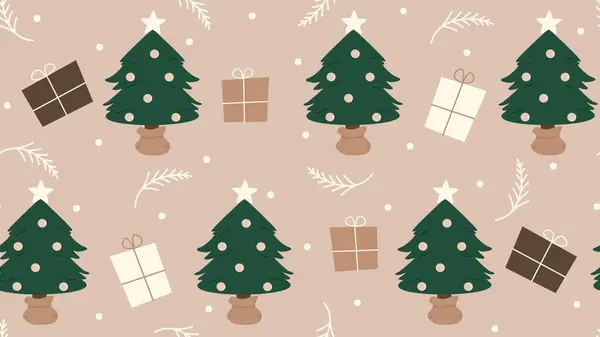 Lindo Dibujado Mano Navidad Sin Costuras Vector Patrón Fondo Ilustración — Vector de stock