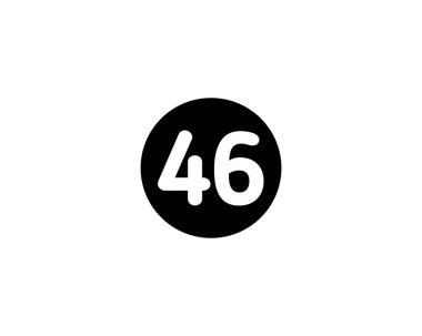 Beyaz arkaplanda izole edilmiş 46 numaralı resimli siyah renkli simge