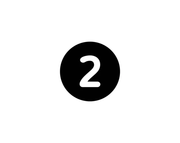 イラストの数字2白の背景に隔離されたフラットブラックのアイコン — ストック写真