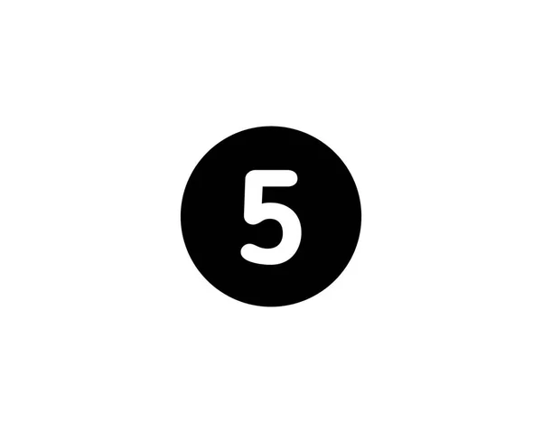 イラストの数字5フラットブラックアイコン白の背景に隔離 — ストック写真