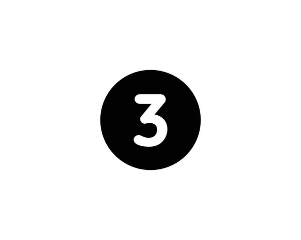 イラストの数字3フラットブラックアイコン白の背景に隔離 — ストック写真