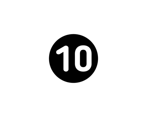 イラストの数字10フラットブラックアイコン白の背景に隔離 — ストック写真