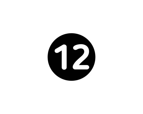 イラストの数字12フラットブラックアイコン白の背景に隔離 — ストック写真