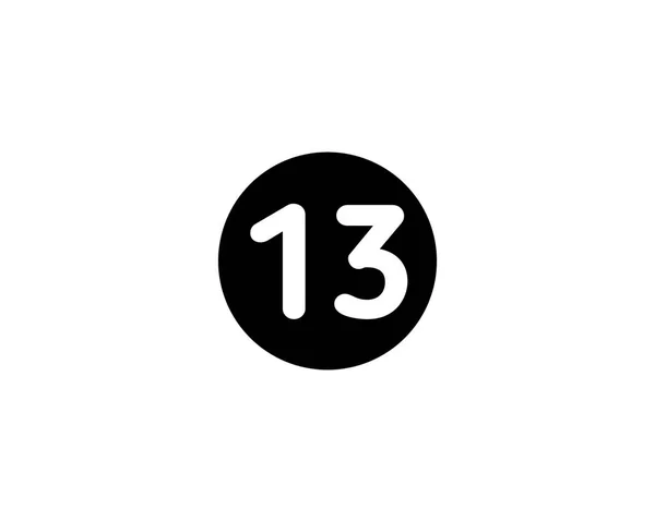イラストの数字13フラットブラックアイコン白の背景に隔離 — ストック写真