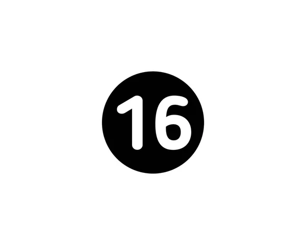 イラストの数字16フラットブラックアイコン白の背景に隔離 — ストック写真
