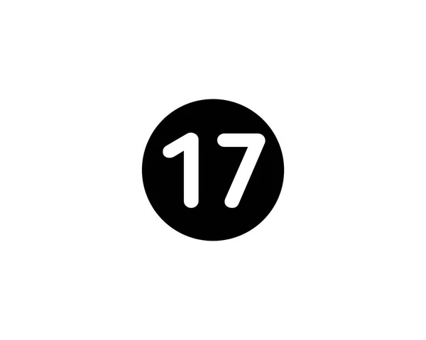 イラストの数字17フラットブラックアイコン白の背景に隔離 — ストック写真