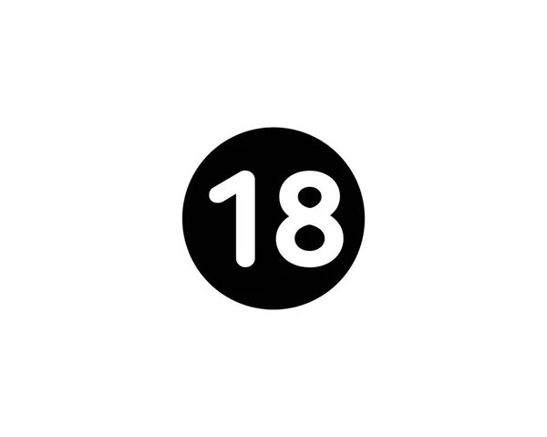 イラストの数字18フラットブラックアイコン白の背景に隔離 — ストック写真