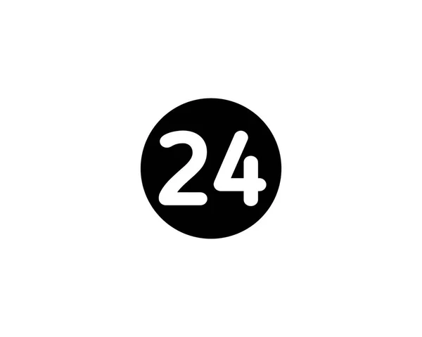 イラストナンバー24フラットブラックアイコン白の背景にアイソレーション — ストック写真