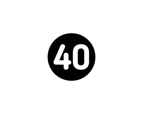 イラストの数字40フラットブラックアイコン白の背景に隔離 — ストック写真