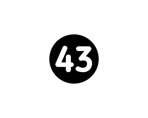 イラストの数字43フラットブラックアイコン白の背景に隔離 — ストック写真