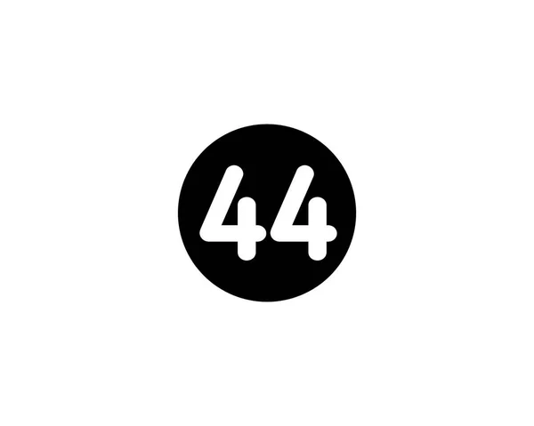 イラストの数字44フラットブラックアイコン白の背景に隔離 — ストック写真