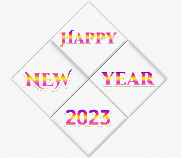 Abstrato Colorido Feliz Ano Novo 2023 Letras Isoladas Fundo Branco — Fotografia de Stock