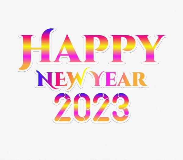 一个3D渲染彩色新年快乐2023文本隔离在白色背景下 — 图库照片