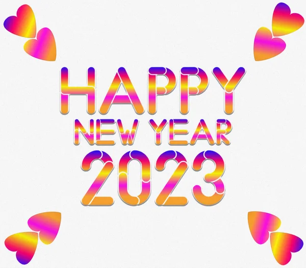 2023 Nytt Brev Med Färgglada Kärleksformer Vit Bakgrund Nytt Firande — Stockfoto