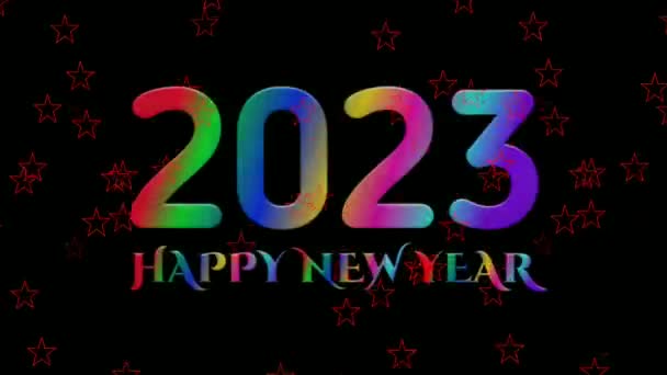 Текст 2023 Happy New Year Черном Фоне Анимационные Красные Зеленые — стоковое видео