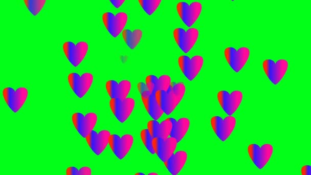 Animated Illustration Motion Background Multicolored Shape Heart Love Sign Falling — Vídeo de Stock