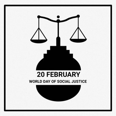 World day of social justice white poster with realistic image of date february 20 3D illustration
