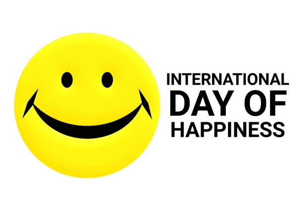 International Day Happiness Yellow Smiley Face Isolated White Background Illustration — ストック写真
