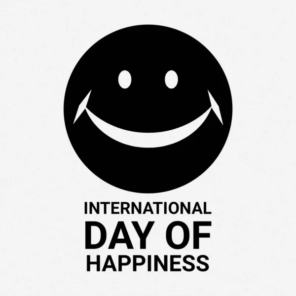 Dia Internacional Felicidade Texto Com Rosto Sorridente Fundo Branco Ilustração — Fotografia de Stock