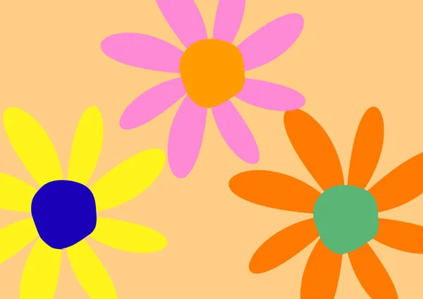 色彩艳丽的雏菊花 3D插图 可用于墙纸 图案填充 网页背景 表面纹理 — 图库照片
