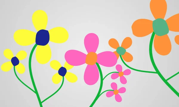Abstract Background Cute Colorful Flowers Illustration Your Design — 图库照片