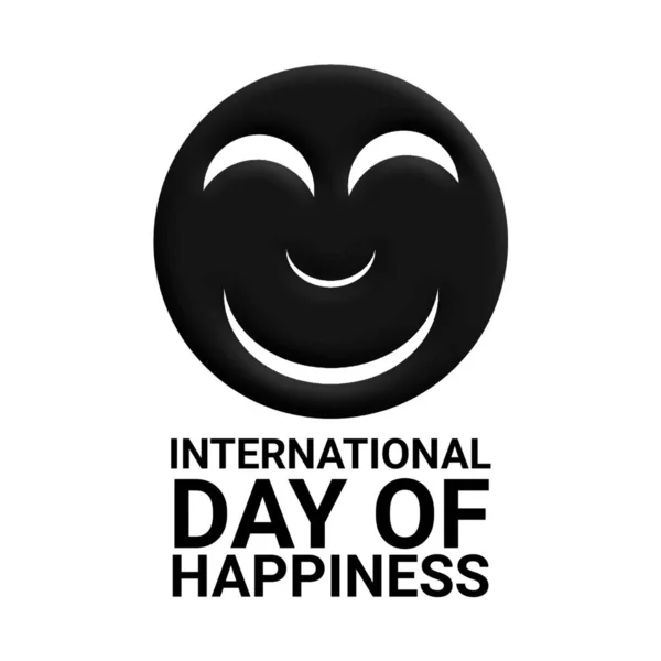 Dia Internacional Felicidade Ilustração Emoticon Sorridente Preto Isolado Fundo Branco — Fotografia de Stock