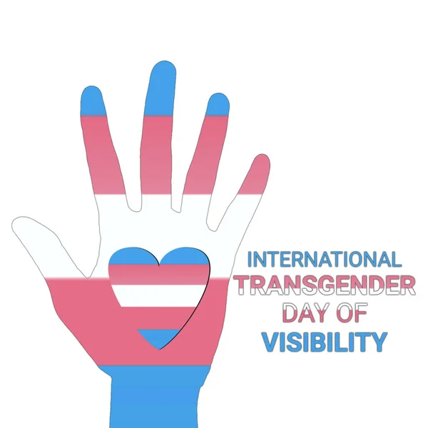 Uluslararası Cinsiyet Değiştirme Günü. Kalp ve el şeklinde transseksüel bayrağı. Cinsiyet Değiştirme Günü Görünürlük Posteri. Önemli bir gün.