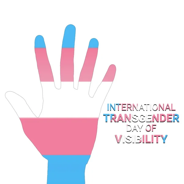 투명성의 International Transgender Day Visibility 시각의 날이다 손으로 트랜스젠더 플래그 — 스톡 사진