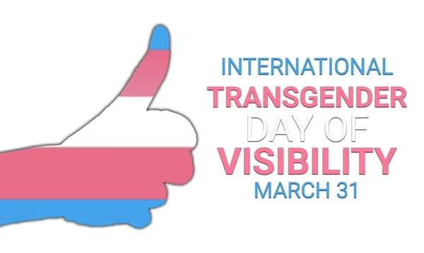 stock image International Transgender Day of Visibility illustration. thumbprint with the colors of the transgender pride flag icon. Transgender Day of Visibility Poster, March 31. Important day