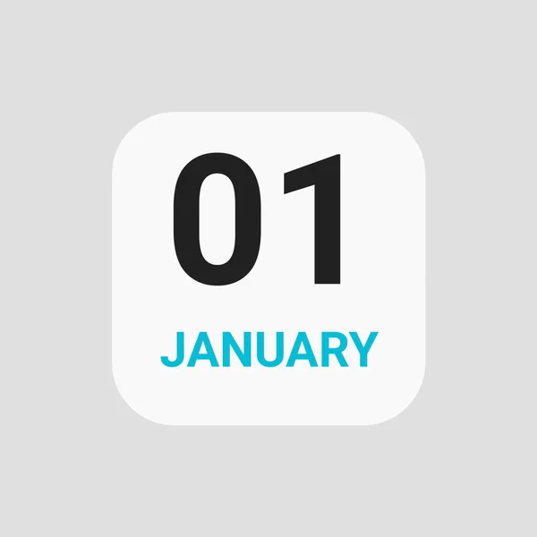 January 1st icon. Day 1 of month, Calendar date. White square button on gray background