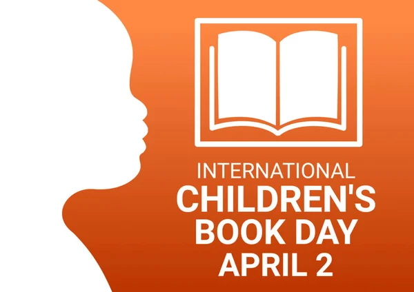 International Children's Book Day design illustration on orange background. Gradient. April 2. Poster, banner, card, background.