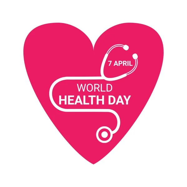 World Health Day concept with heart and stethoscope. 3D illustration.