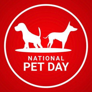 Ulusal Hayvan Günü. Kırmızı arkaplanda köpek silueti simgesi. resimleme.