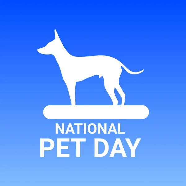 National Pet Day. illustration with dog silhouette on blue background.