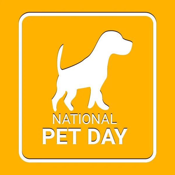 National Pet Day. illustration. White silhouette of a dog on a yellow background.