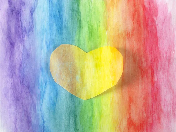 Regenbogenherz Auf Aquarell Hintergrund Valentinstag Konzept — Stockfoto