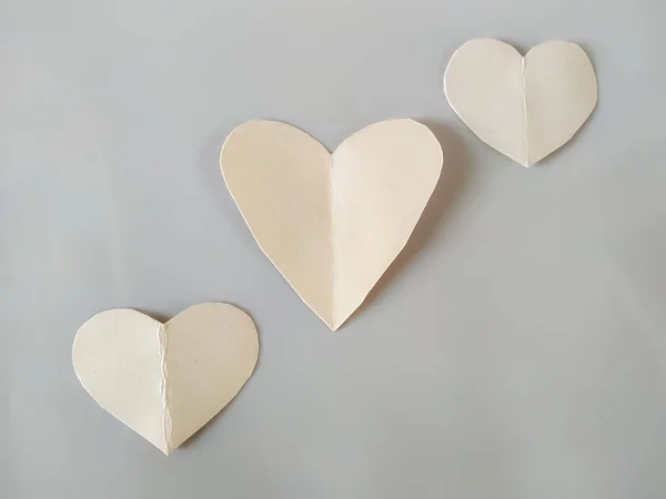 Coeurs Papier Sur Fond Blanc Saint Valentin Amour — Photo