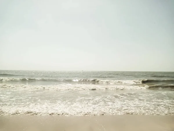 Miękka Fala Morza Piaszczystej Plaży Filtr Zabytkowy — Zdjęcie stockowe