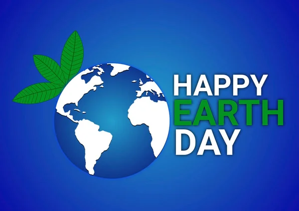 Illustration Background Happy Earth Day Green Leaf Blue Background — Stock Photo, Image