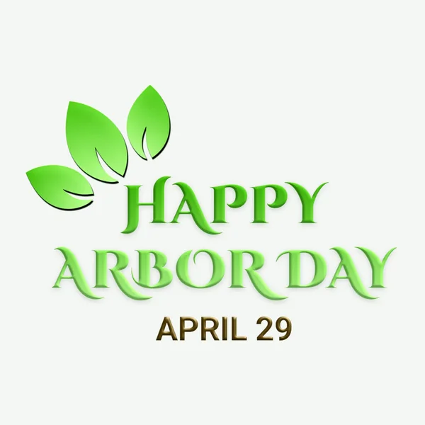 Happy Arbor Day greeting card with green leaves. April 29. Illustration