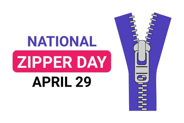 stock image National Zipper Day. April 29. Holiday concept. Template for background, banner, card, poster with text inscription.