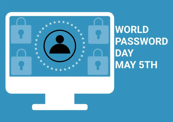 A computer screen with a world password day concept illustration with a keyhole and a User icon. illustration.