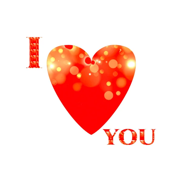 I love you lettering with heart on white background. illustration.